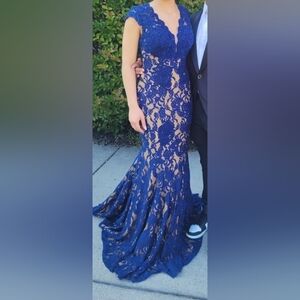 Jovani Royal Blue Lace Prom Dress